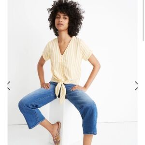 Madewell  Agency Tie-Front button top in  pompano stripes
